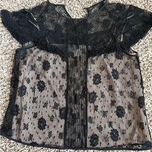 RED Valentino Black Lace Floral Blouse